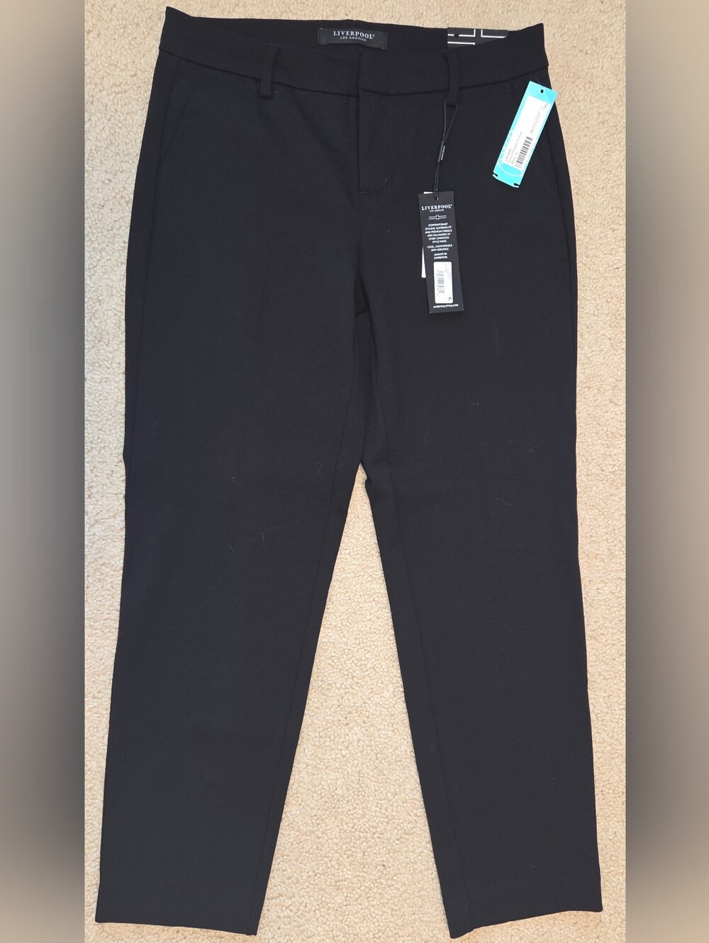 NWT Liverpool Los Angeles Kelsey Straight Leg Ankle Trouser Pants Black Size 6